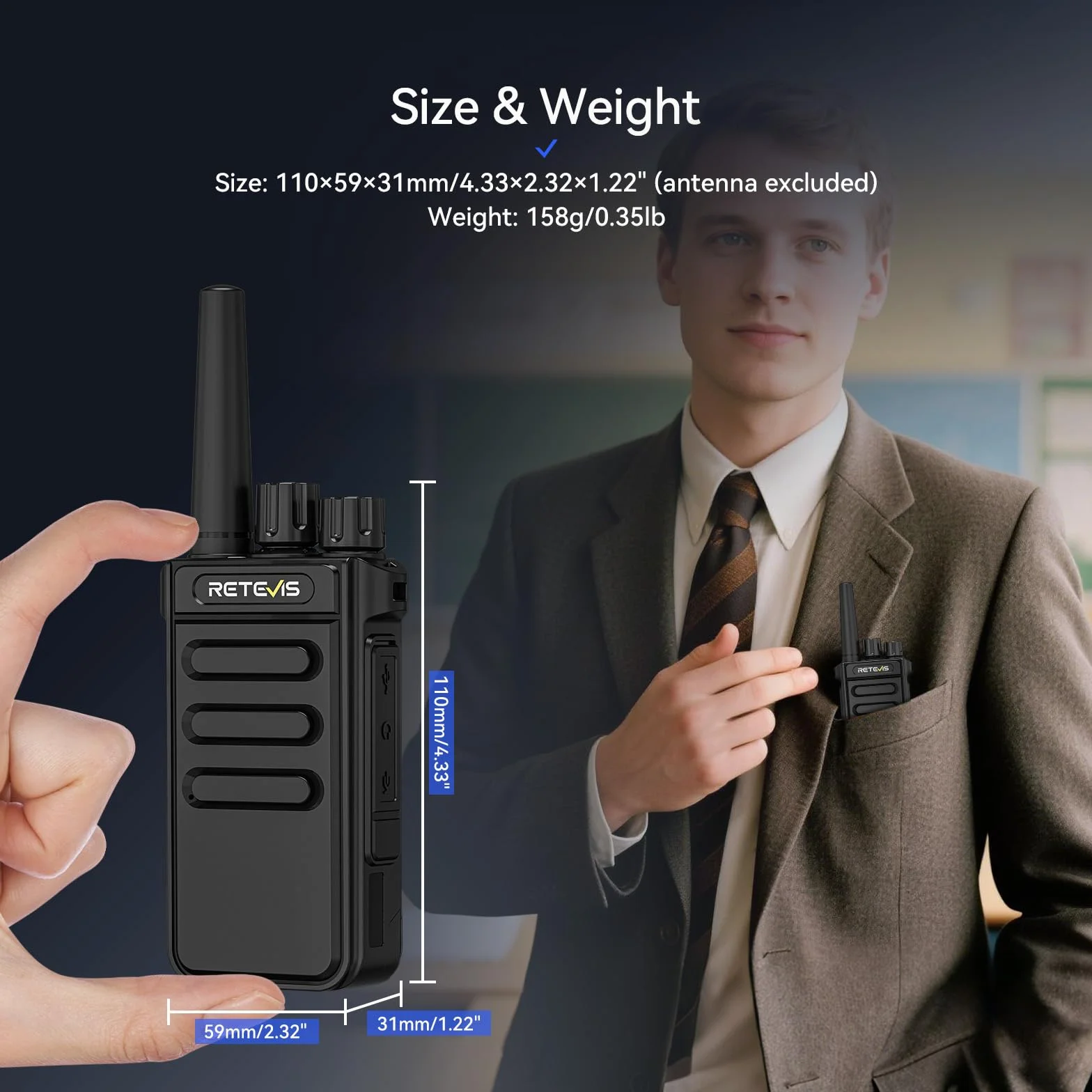 Retevis MateTalk P64 Radiotelefon Dwukierunkowy Cyfrowy ze Słuchawką, Profesjonalne Krótkofalówki, Kompatybilny Repeater, dla Dealerów UrządzeńKomunikacyjnych (opakowanie 5 szt.)