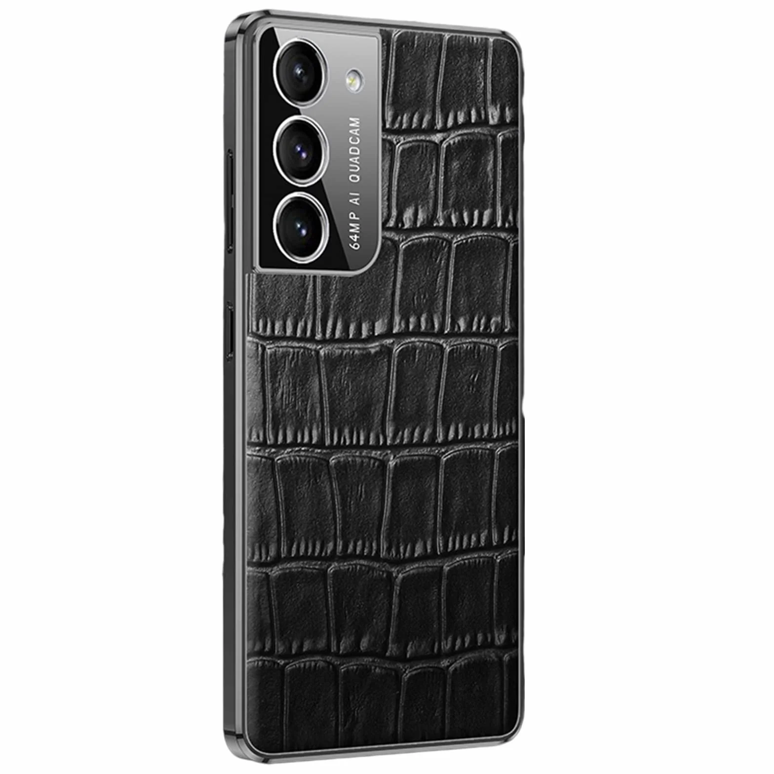 Etui do Samsung Galaxy S22/S22 Plus/S22 Ultra, etui z prawdziwej skóry krokodyla materiał premium odporny na zarysowania, smukła osłona ochronna, całość na aparat, czarny, S22 6,1 cala