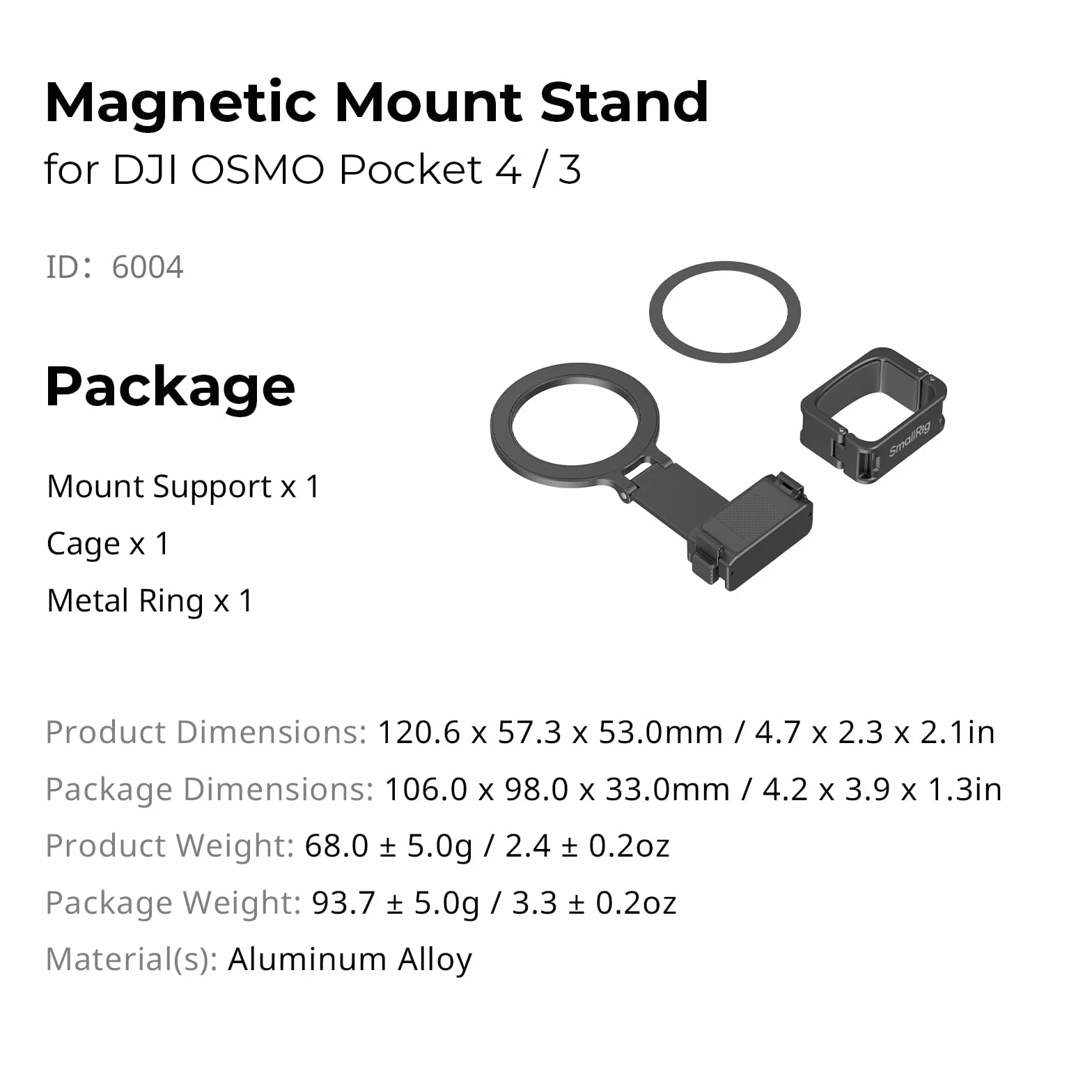 SmallRig Dołączana obsługa DJI Osmo Pocket 4 i telefonów komórkowych 6004