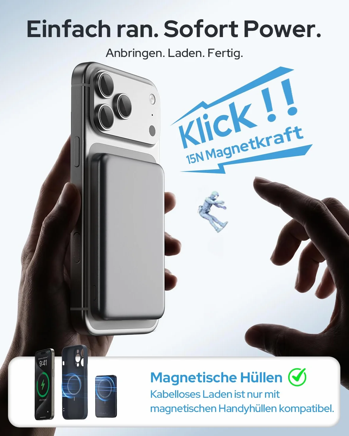Power bank do Magsafe, bezprzewodowy magnetyczny power bank TRKOY Slim do iPhone'a 5000mAh, przenośna ładowarka z szybkim ładowaniem USB-C, akumulator kompatybilny z iPhone'ami z serii