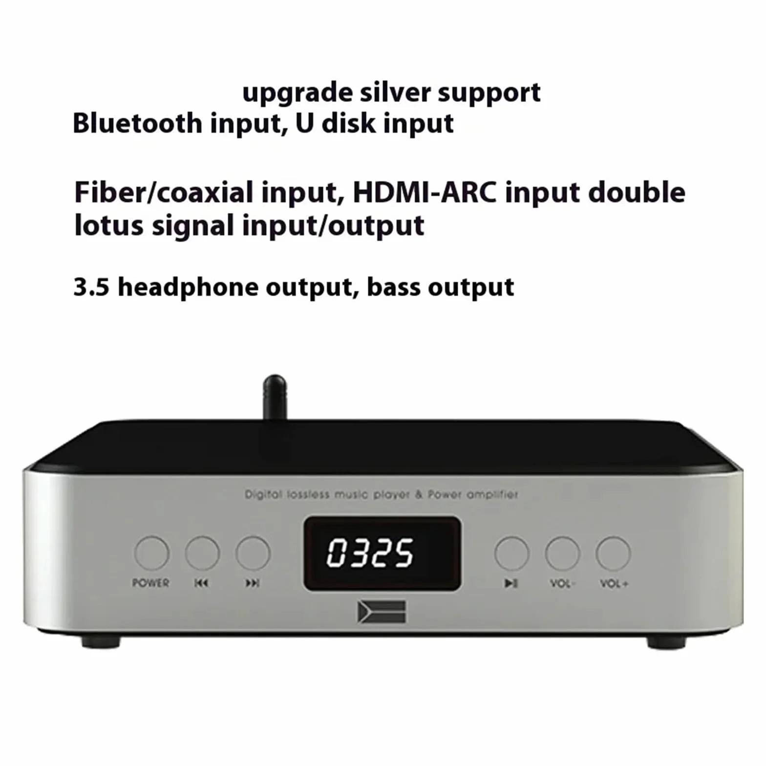 Wzmacniacz cyfrowy HIFI Moc 80 W*2 Bluetooth 5.0 Gramofon muzyczny Wejście na kartę USB SD