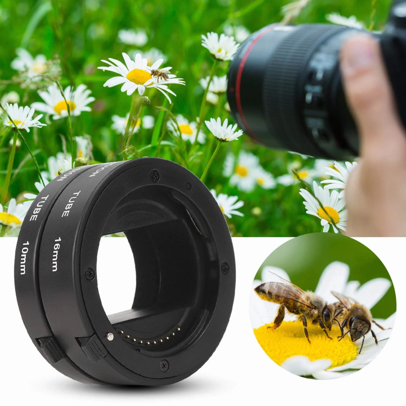10mm + 16mm automatyczne ogniskowanie makro pierścień pośredni rura przedłużająca, do aparatów dla A9 A7 A7II A7III A7RIII A7RII A7S A7R A6300 A6000 A5000 A6500 A6600 NEX-5T