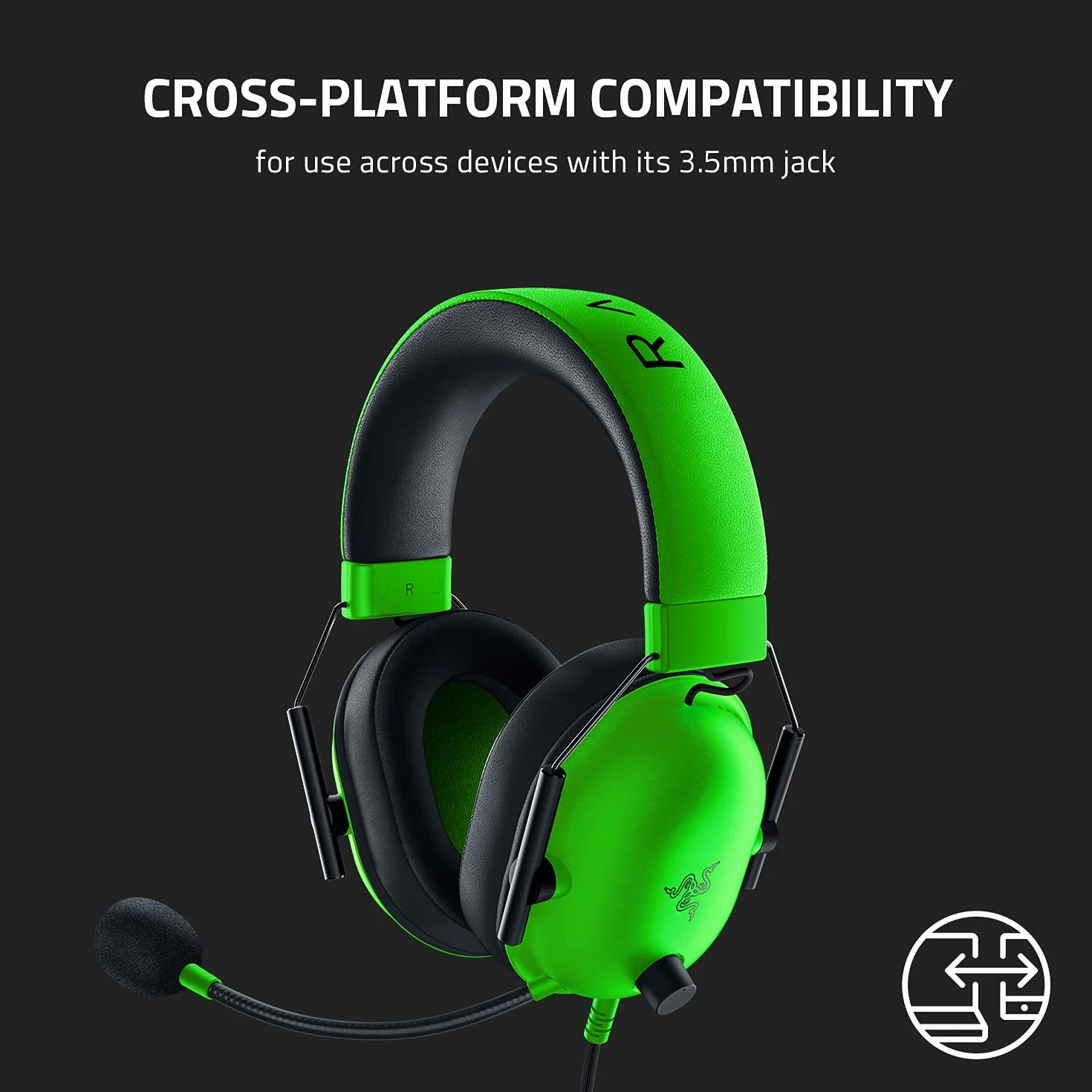 Razer BlackShark V2 X Zestaw słuchawkowy do gier: dźwięk przestrzenny 7,1 - sterowniki 50 mm - poduszka z pianki z pamięcią kształtu - do PC, PS4, PS5, przełącznika, Xbox One, gniazdo audio 3,5 mm,