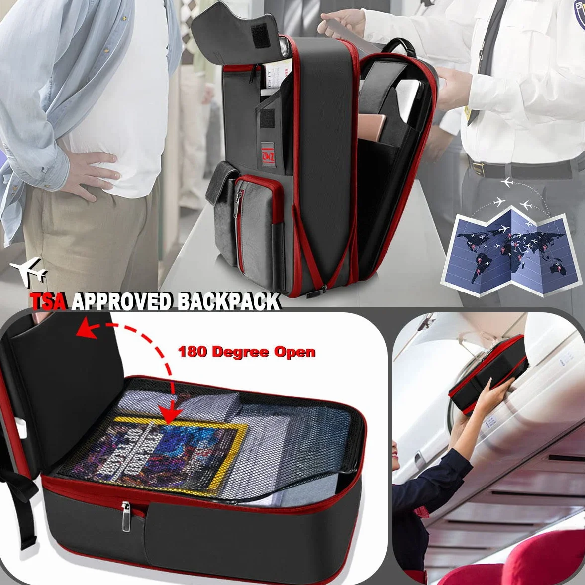 ZINZ Slim & Expandable 15 15.6 16 Inch Laptop Backpack for Business, Wodoodporny, antykradzieżowy plecak podróżny dla mężczyzn i kobiet,Czarny Czerwony