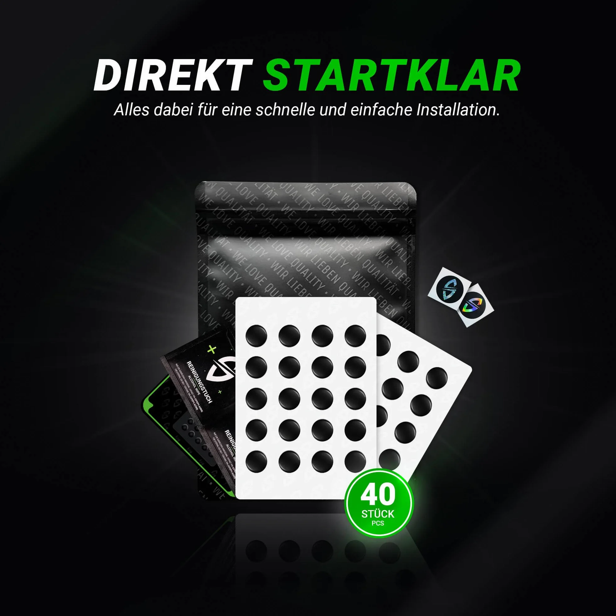SensoryBoost ADS (d) Dot Skates (UPE) Uniwersalne nóżki pod mysz do równowagi między prędkością a kontrolą podkładki pod mysz z tkaniny i szkła (40 sztuk Ø 6,5 mm) zaokrąglone, ciche i bardzo