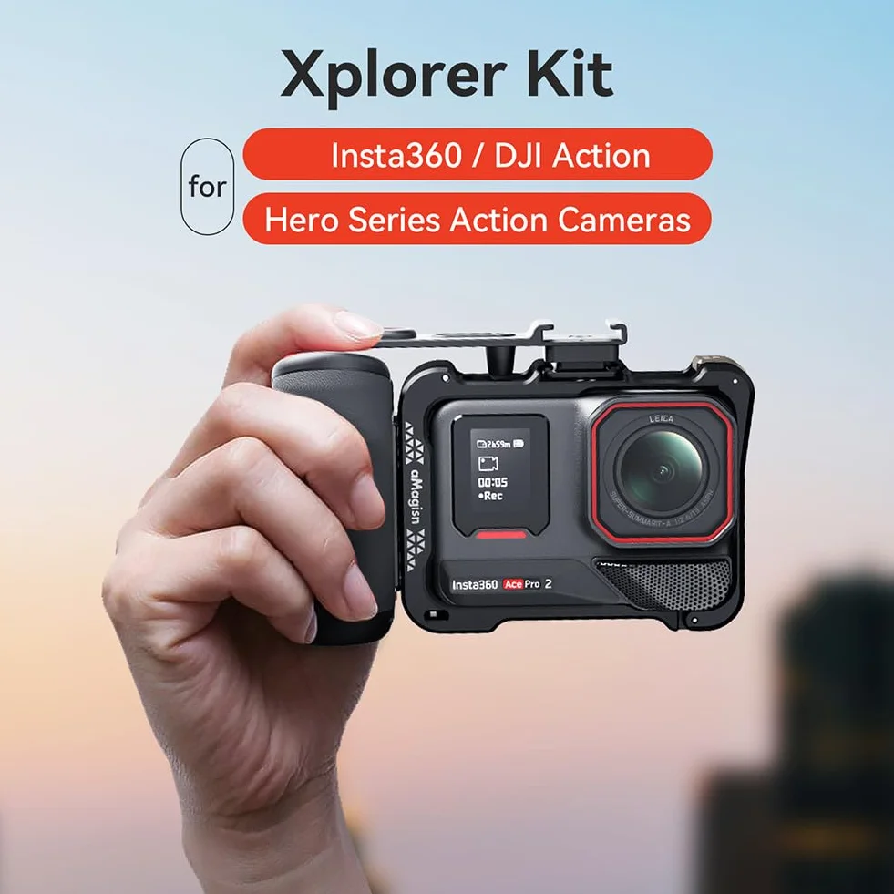 Uchwyt boczny kamery Xplorer Grip Kit do kamery sportowej DJI/Insta.360/ Go.Pro, akcesoria do uchwytów do Go.Pro 13/ Insta.360 Ace Pro 2/ DJI Action 5 Pro (do Go.Pro)