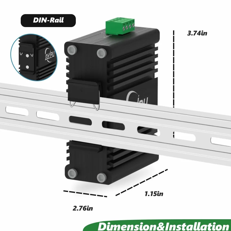 Mini przemysłowy 2-portowy przełącznik Ethernet z 2 gniazdami SFP, hartowany, gigabitowy przełącznik sieciowy obsługujący szynę DIN, wejście zasilania 12 ~ 48 VDC, od -40°C do 80°C, pogrubiona obudowa
