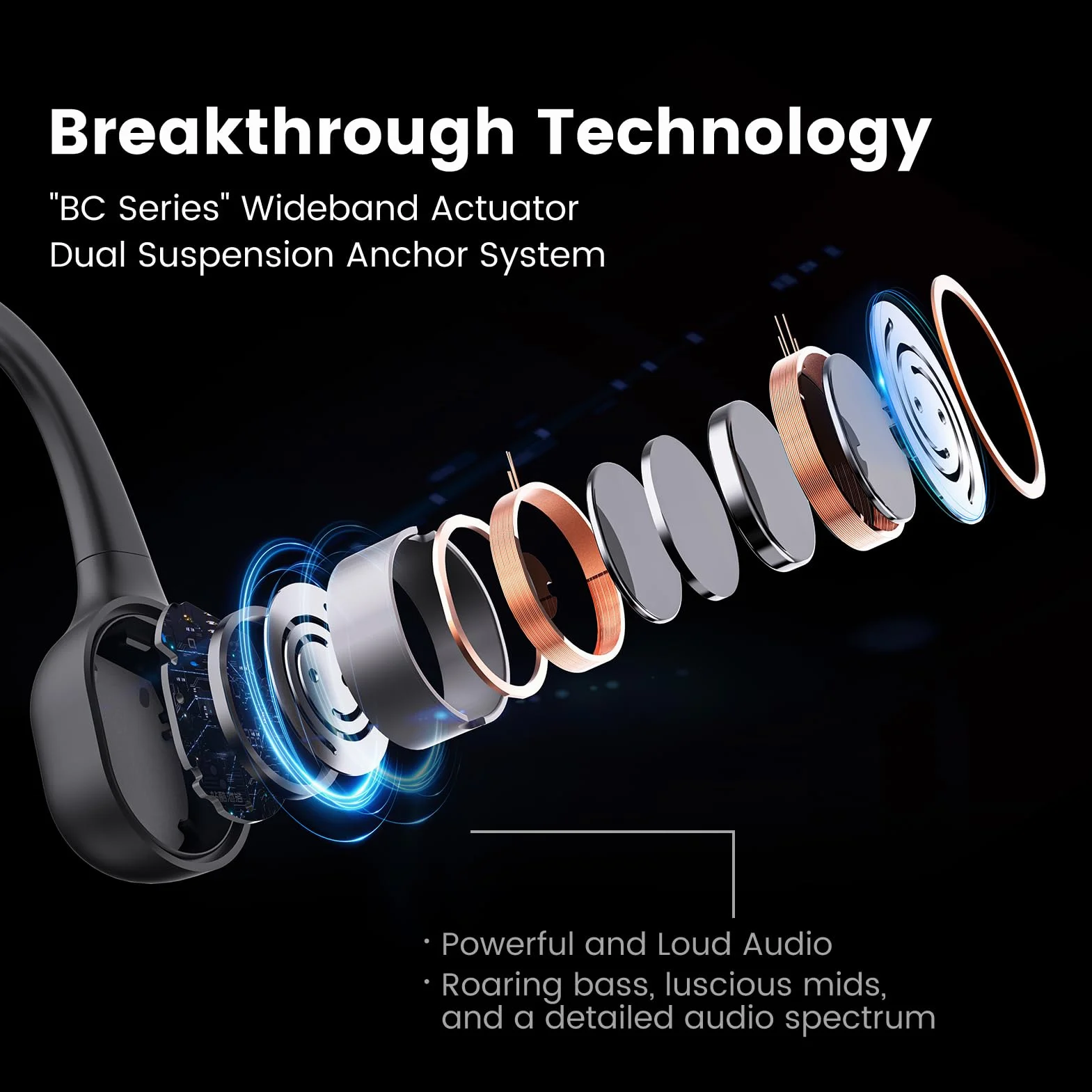 mojawa Słuchawki z przewodnictwem kostnym Run Plus, wodoszczelność IP68, 32 GB MP3 | 8H Playtime Open-Ear Bluetooth 5.2, głęboki bas, bezpieczne dopasowanie do biegania, pływania i siłowni, różowy