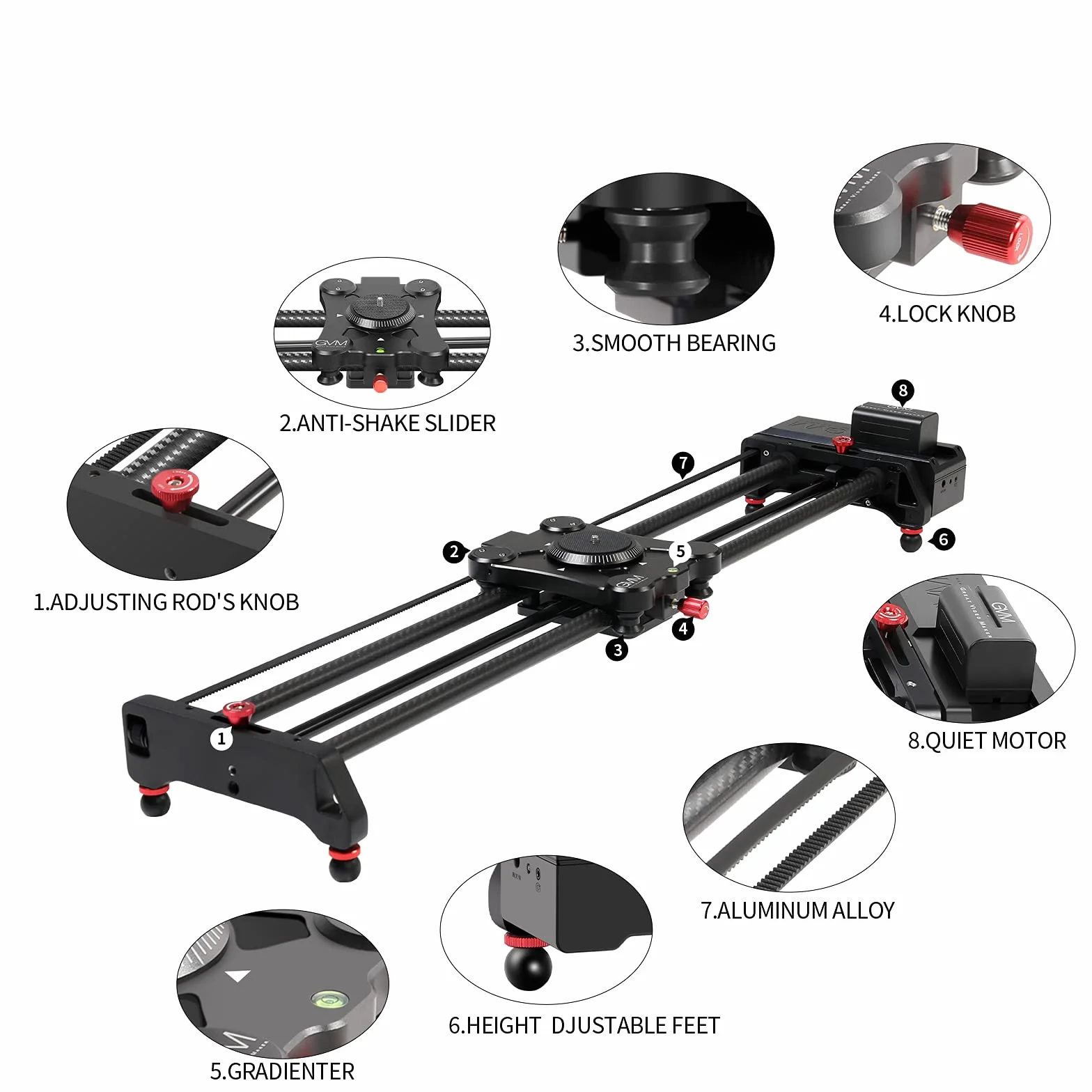 GVM 80 cm suwak kamery z napędem, szyna kamery ze sterowaniem aplikacją, stabilizator wideo z przyspieszonym śledzeniem i panoramicznym nagrywaniem wideo 120° do kręcenia filmów fotograficznych