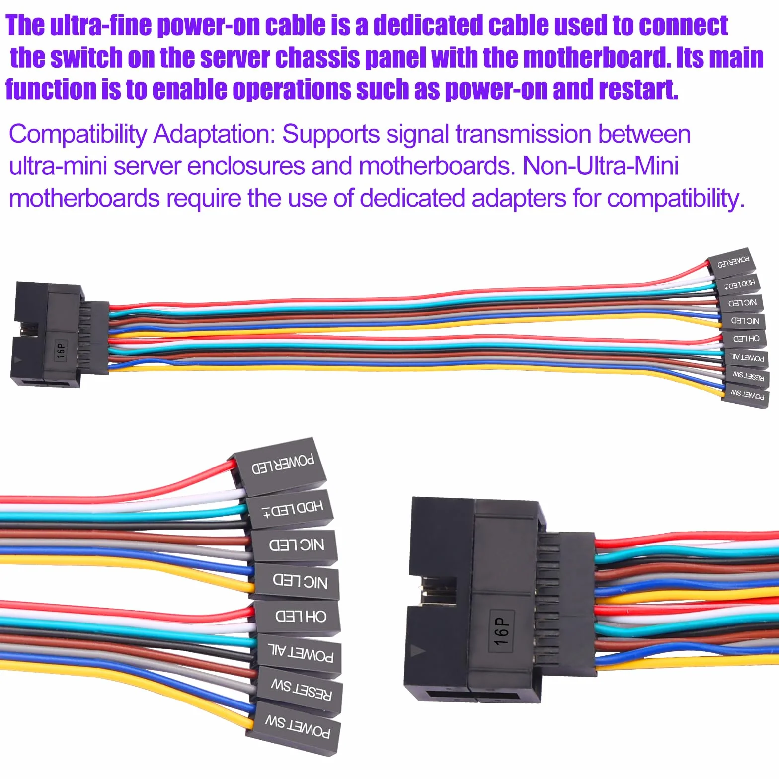 16-biegunowy na 8x2-biegunowy adapter kabla rozgałęźnego Super-Micro-Server adapter przedłużający kabel przedniego panelu obudowy 22cm/8,8in