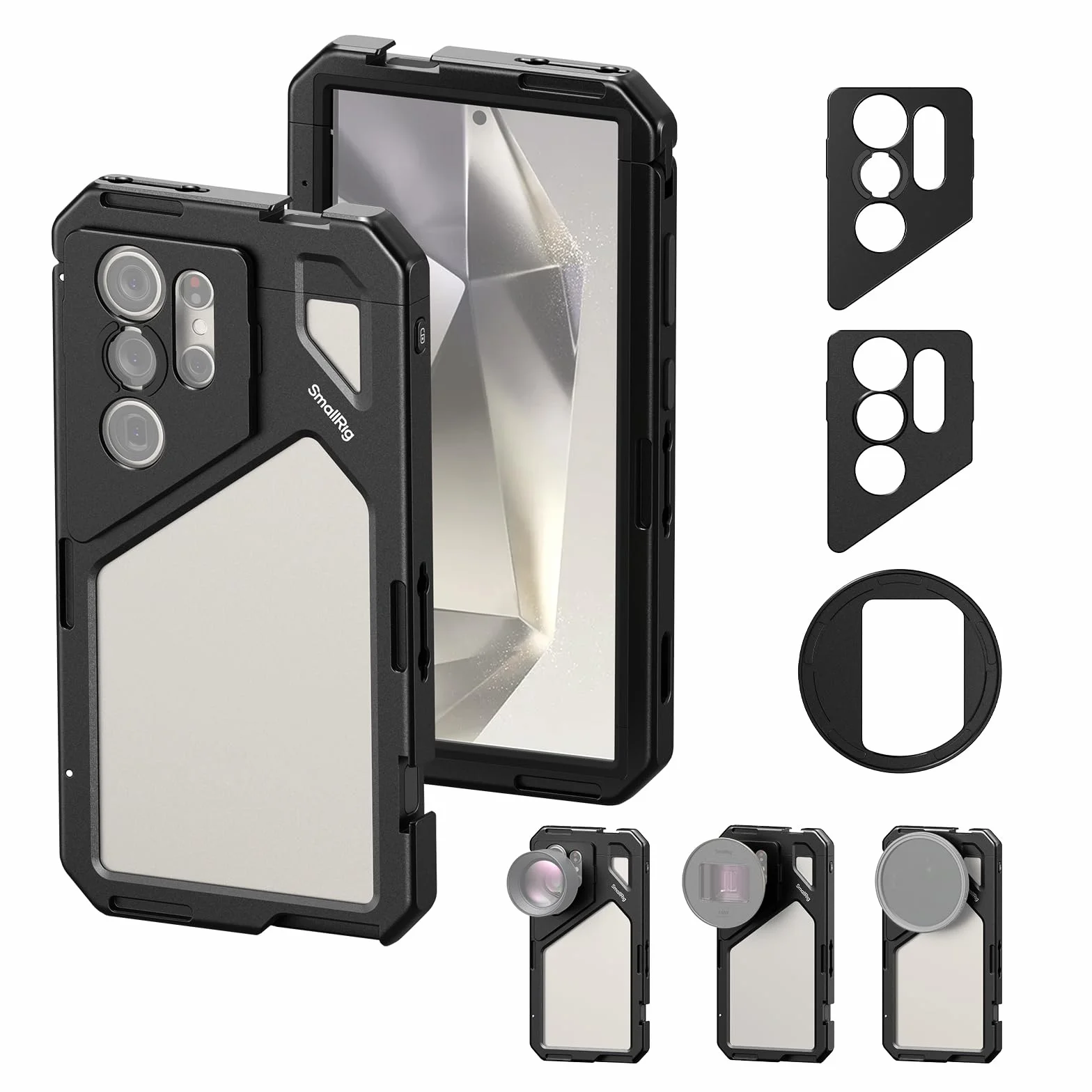 SMALLRIG dla Samsung Galaxy S24 Ultra Phone Cage (projekt QR) z Adapterem Filtra 67mm, Płytką Tylną Obiektywu z Mocowaniem T, Płytką Tylną Obiektywu 17mm, Mobile Video Rig dla S24 Ultra - 4601