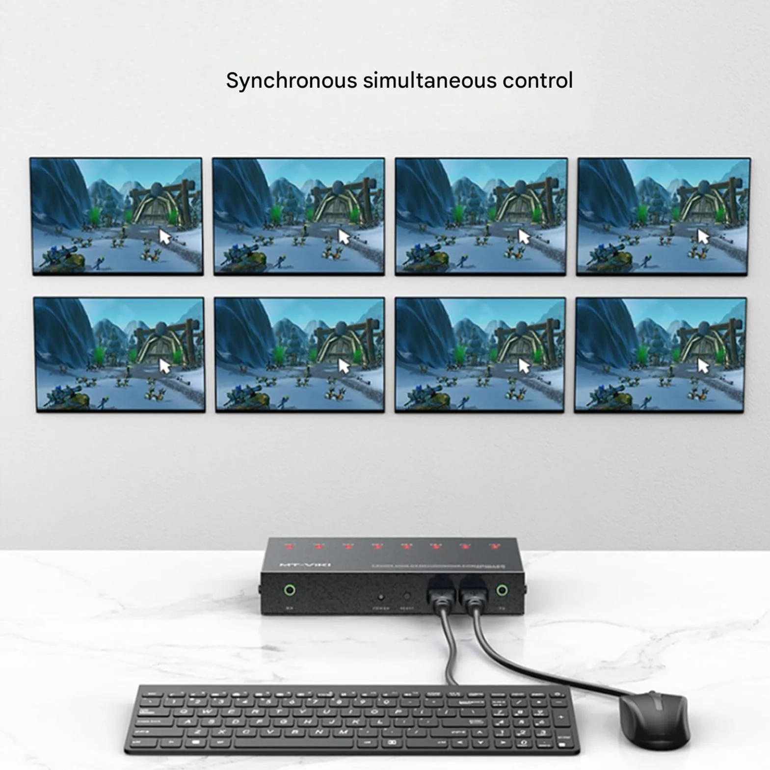 4/8/16-portowy przełącznik KVM - synchronizator kontrolera myszy z klawiaturą USB, dystrybutor kompatybilny z Windows/Linux i innymi systemami, kontroler gier dla wielu komputerów (16 portów)