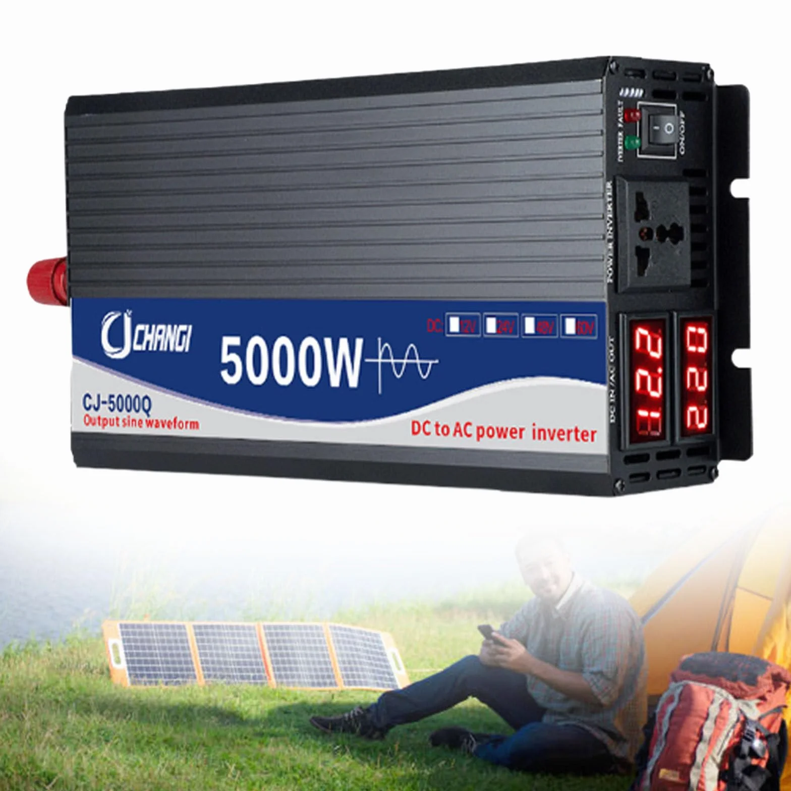 3000 W 4000 W 5000 W Czysta fala sinusoidalna Przetwornica napięcia DC 12 V 24 V 48 V 60 V / 72 V do AC 110 V / 220 V dla pojazdów RV Truck Home z wyświetlaczem LCD i pilotem,72V5000W