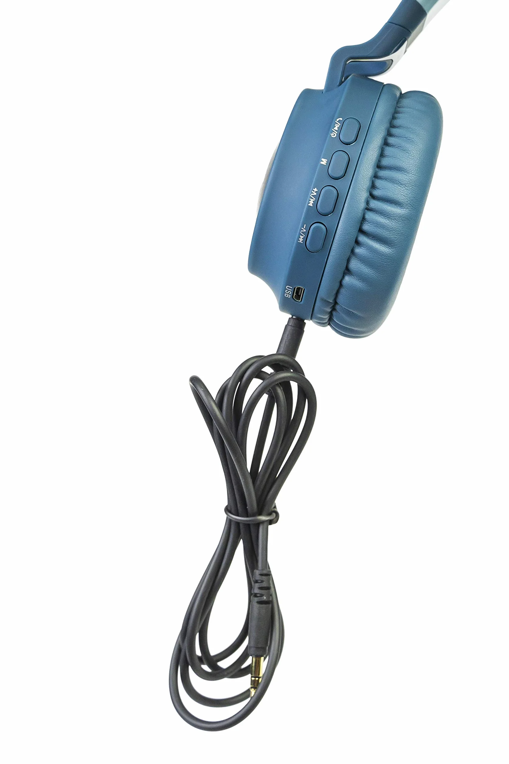 PowerLocus słuchawki dziecięce, słuchawki nauszne z ogranicznikiem głośności 85dB, światło LED, składane słuchawki stereo HD,bezprzewodowe i kabel, wbudowany mikrofon do telefonukomórkowego,tabletu