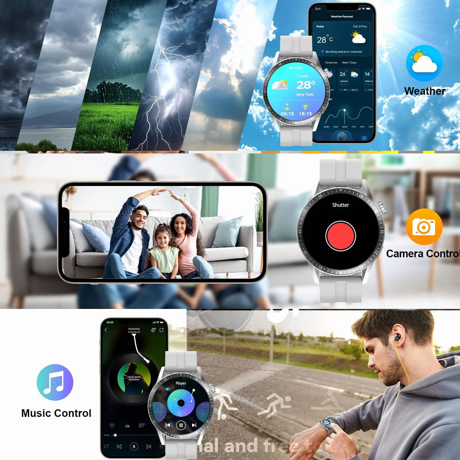 Smartwatch Męski, 1,39" Inteligentny Zegarek z Bluetooth i Funkcją Głośnomówiącą, Zegarek Fitness z 100+ Trybami Sportowymi Monitoruje Tętno z Snu, Wodoszczelny Zegarek dla Androida iOS