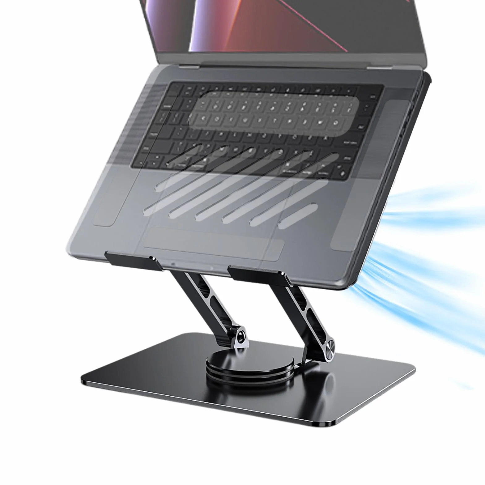 Generisch na laptopa, metalowy uchwyt na laptopa, stop aluminium | regulowany obracany o 360°, ergonomiczny uchwyt biurkowy do domu i biura, 10,43 x 8,86 x 6,69