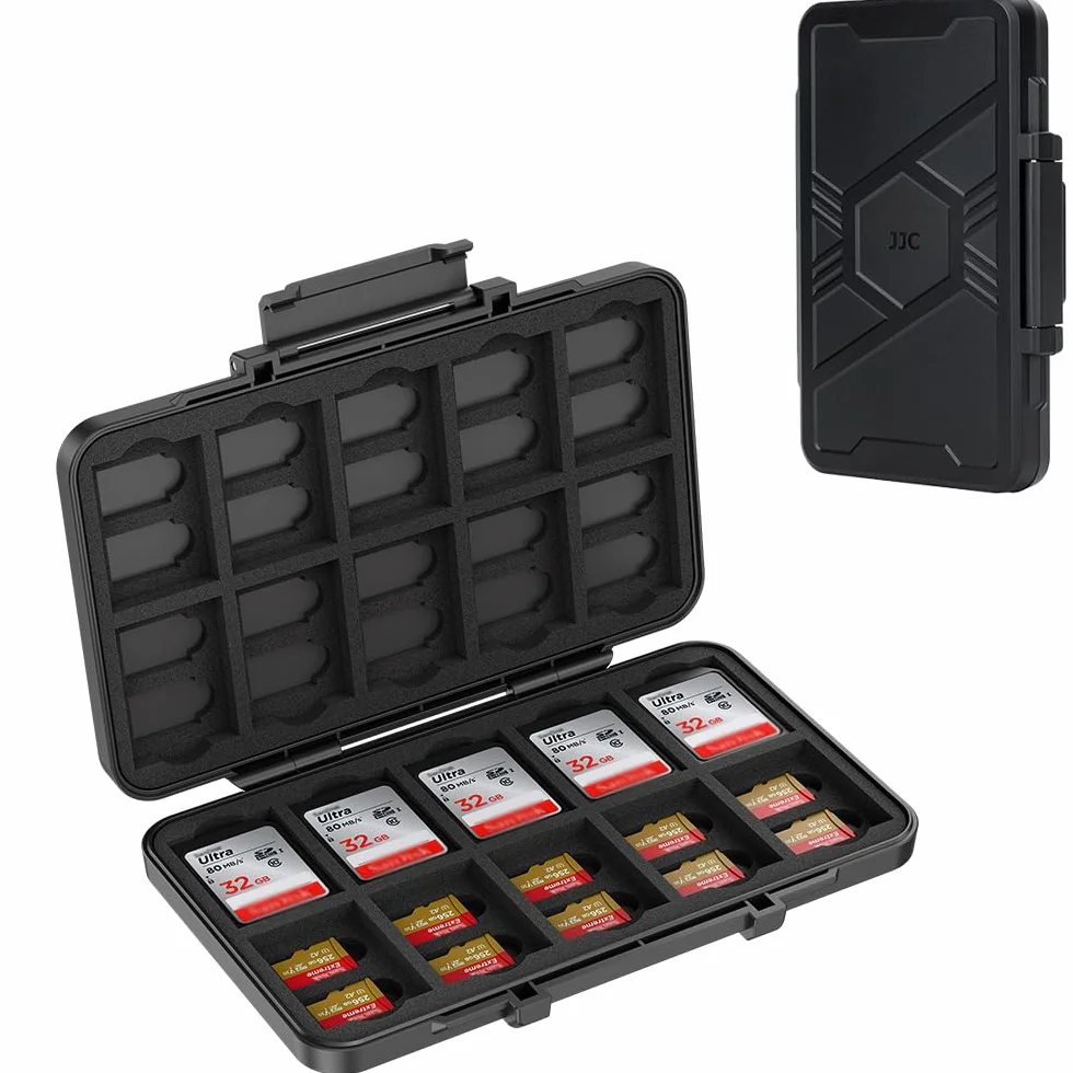 JJC Etui na karty pamięci z 60 przegródkami na 40 Micro SD SDXC SDHC 20 SD SDXC SDHC, Anti-Shock Micro SD TF etui na karty SD Organizer do przechowywania kart SD