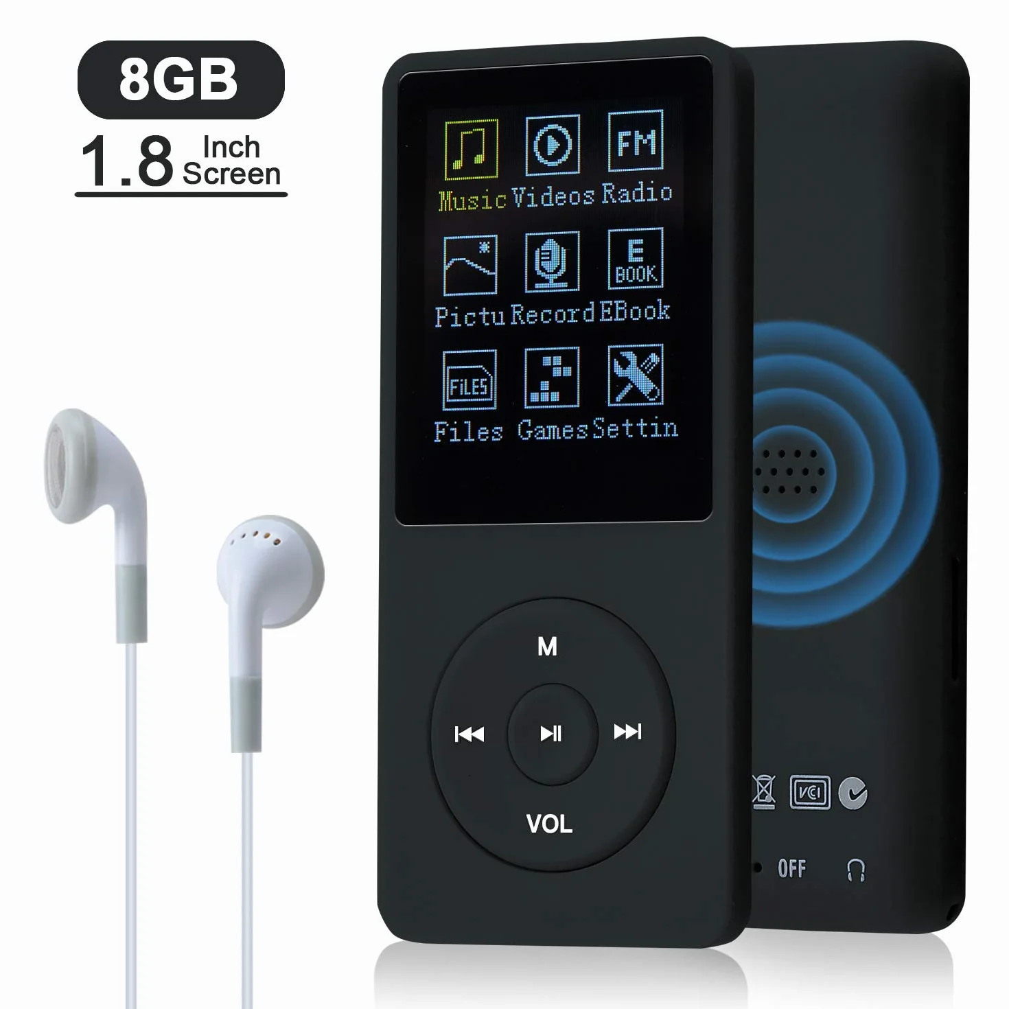 Przenośny odtwarzacz MP3 Hi-Fi 8GB obsługa SD do 64GB 70h odtwarzania bezstratny dźwięk czarny