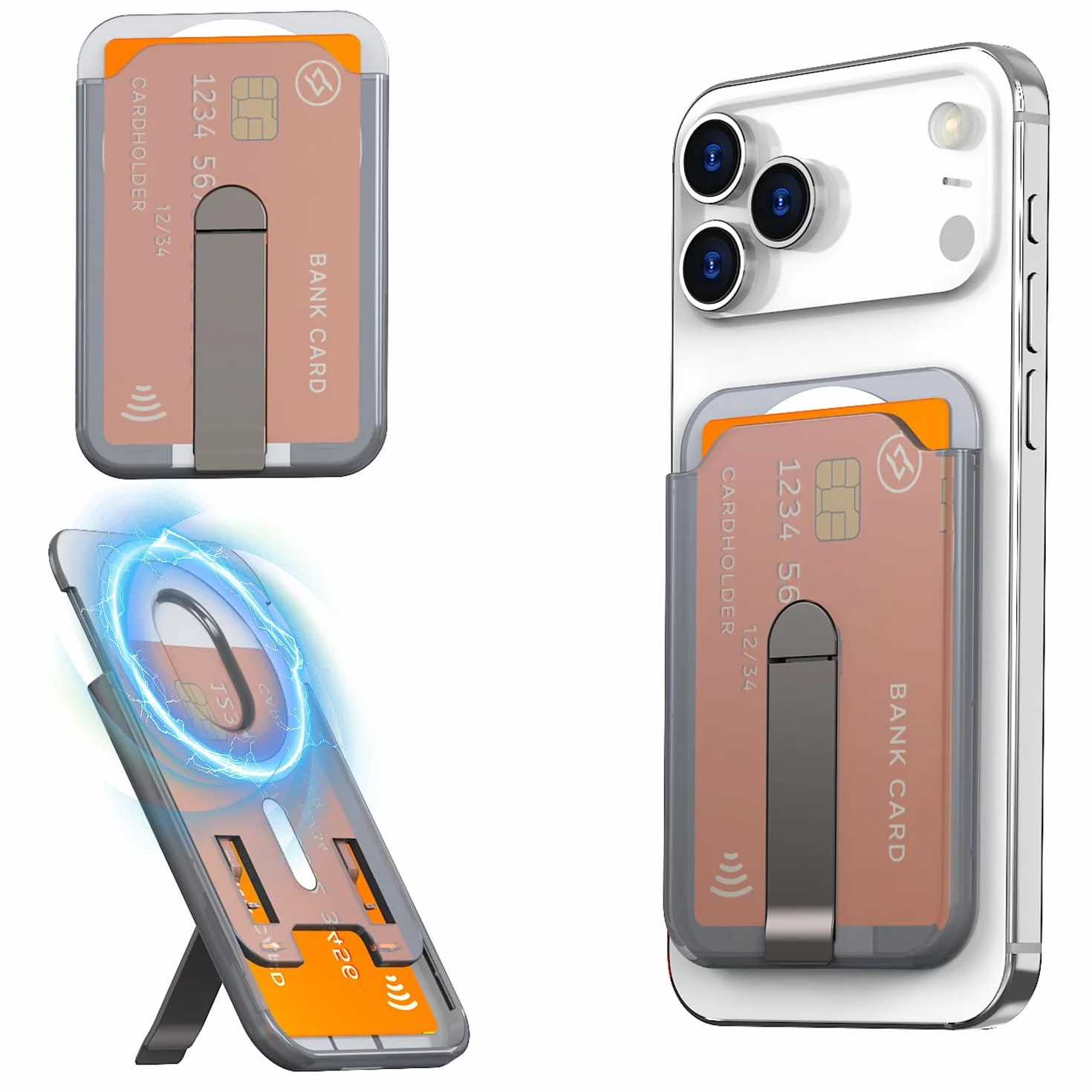 GONSIFACHA Magnetyczny uchwyt na karty telefoniczne Smukły portfel na tył telefonu mocne magnetyczne mocowanie kompatybilne z Con iPhone 17 16 15 14 13 12 Minimalistyczny na karty bankowe