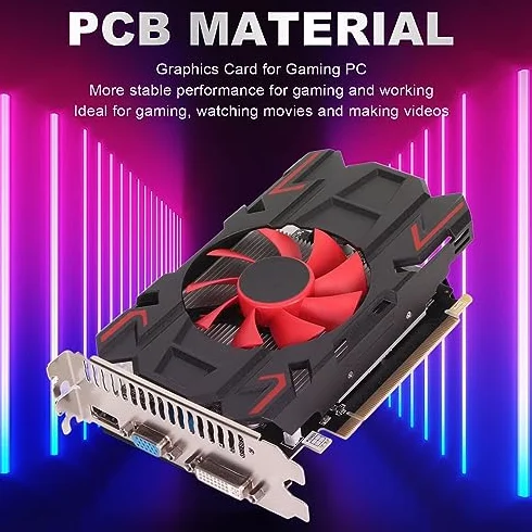 Karta Graficzna do Gier, HD7670 4 GB DDR5 128 Bitów 650 MHz 1800 MH HDMI DVI VGA PCI Express 2.0 16X Gniazdo, Komputerowa Karta Graficzna z Pojedynczym Wentylatorem (HD7670 4GB