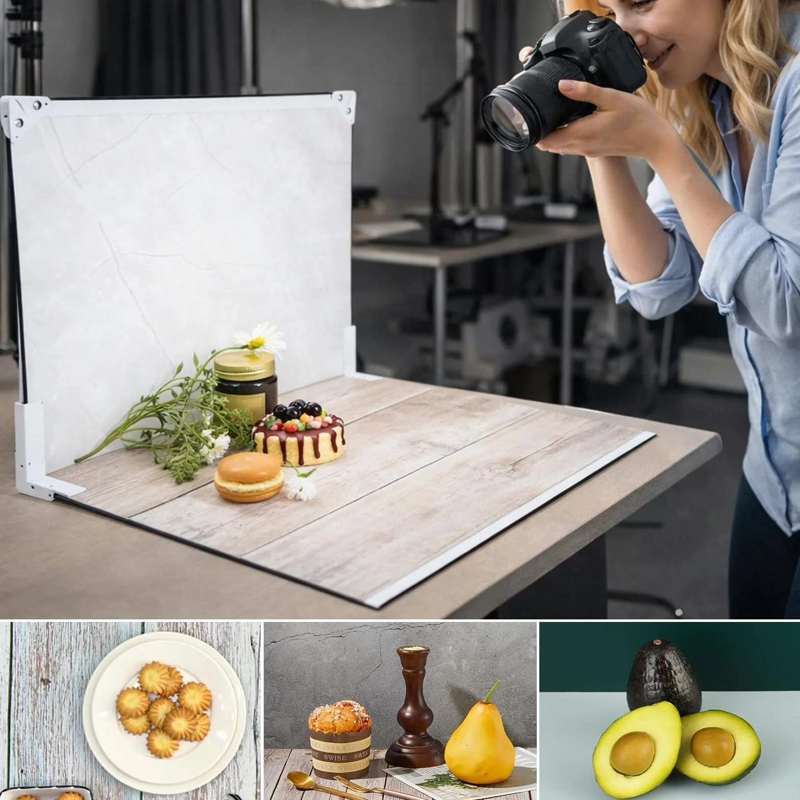 Zestaw 10 sztuk desek do fotografii, dwustronne tło, 42 x 29 cm, 20 wzorów, tła do fotografii żywności, płaskie rekwizyty do biżuterii, kosmetyków, makijażu