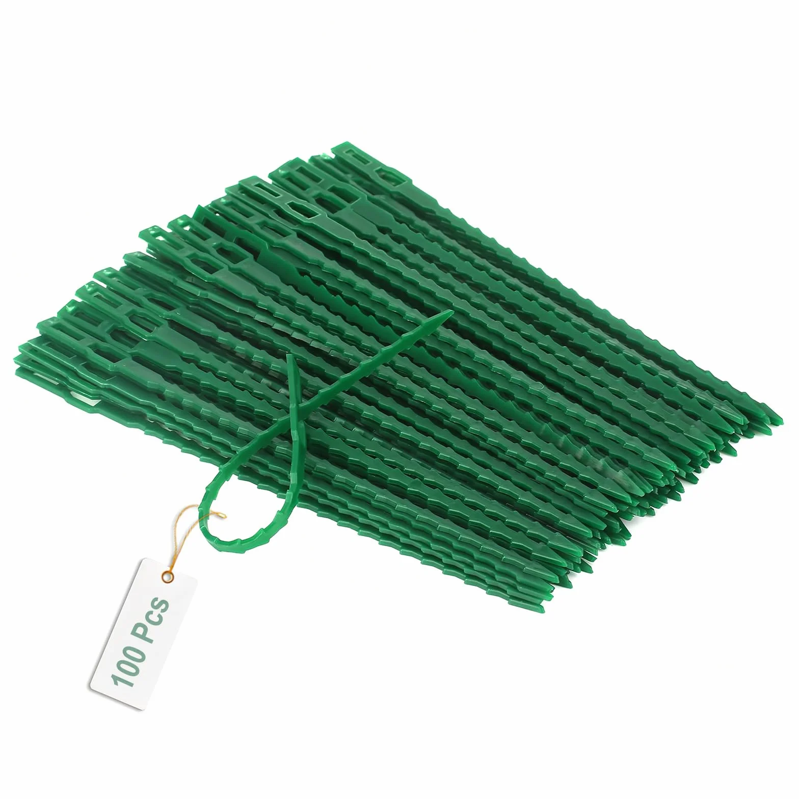 Opaski do roślin pnących 100 szt. zielone plastikowe wielokrotnego użytku 16,8 cm