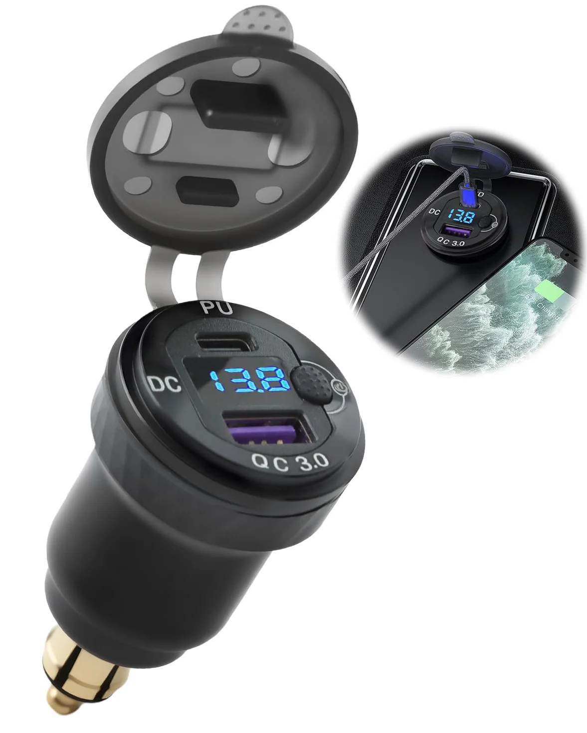 Ładowarka samochodowa USB c szybkie ładowanie, ładowarka zapalniczki USB szybkie ładowanie, ładowarka DIN do USB