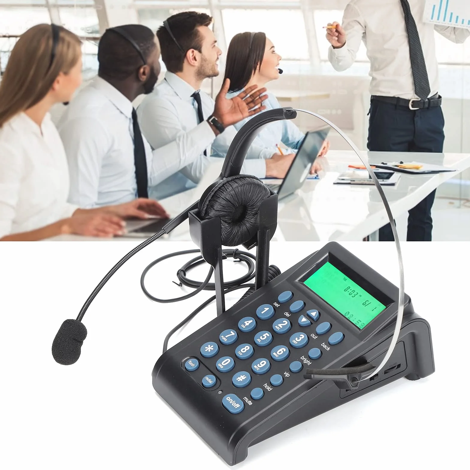 HT910 Call Center Telefon przewodowy z zestawem słuchawkowym Profesjonalny biurowy do użytku domowego Mikrofon dookólny Dźwięk Trwały materiał ABS