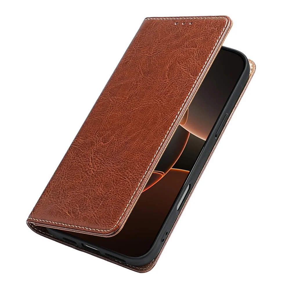 Etui z prawdziwej skóry do Google Pixel 10 Pro/10 PRO XL/10, magnetyczne etui z klapką w stylu vintage biznesowe etui na telefon komórkowy, szary, 10