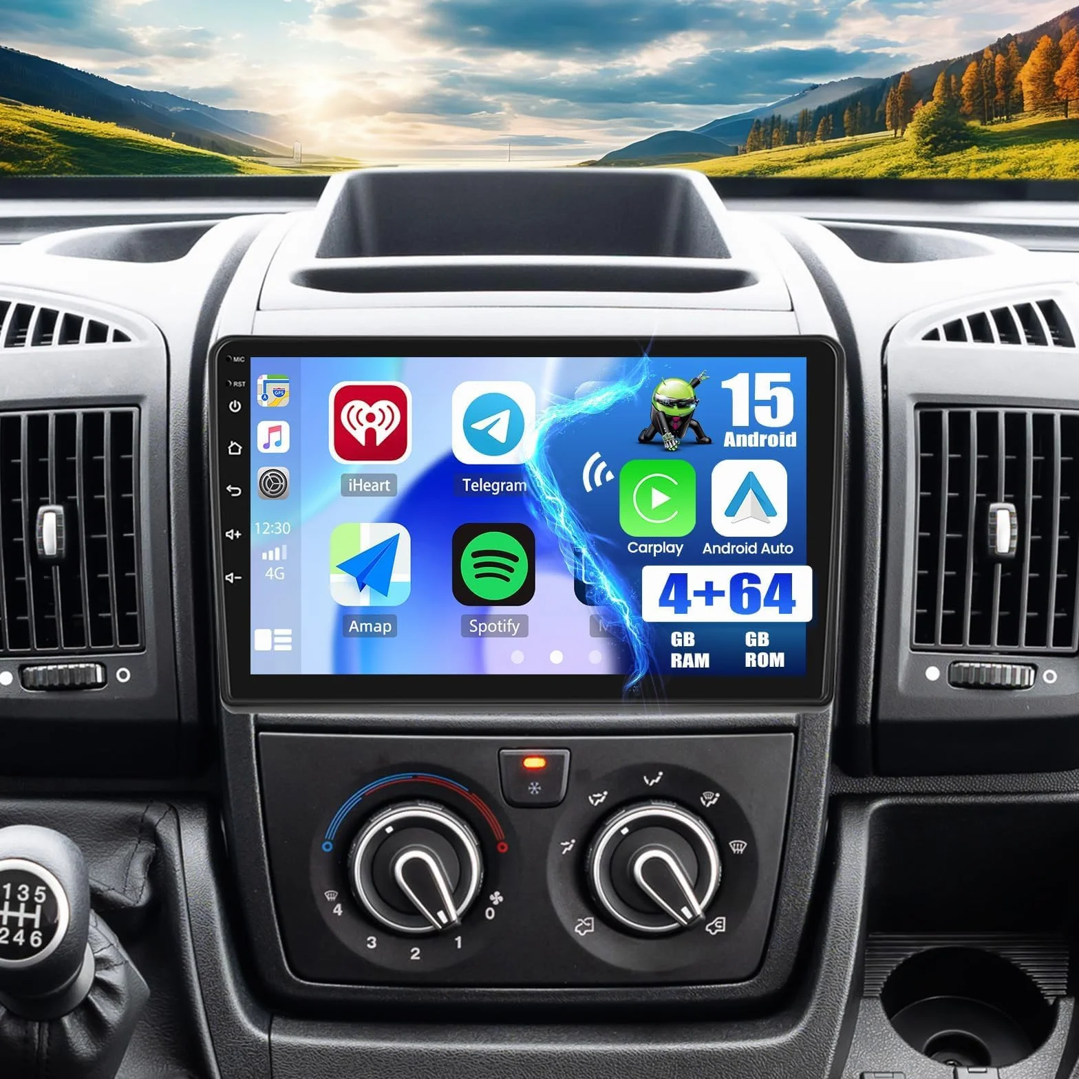 [4+64 GB] Odtwarzacz samochodowy CAMECHO z systemem Android 15 dla Fiat Ducato i Citroën Jumper bezprzewodowy CarPlay i Android Auto 9-calowy 2-DIN Bluetooth 5.0 GPS WiFi 32EQ mikrofon kamera cofania