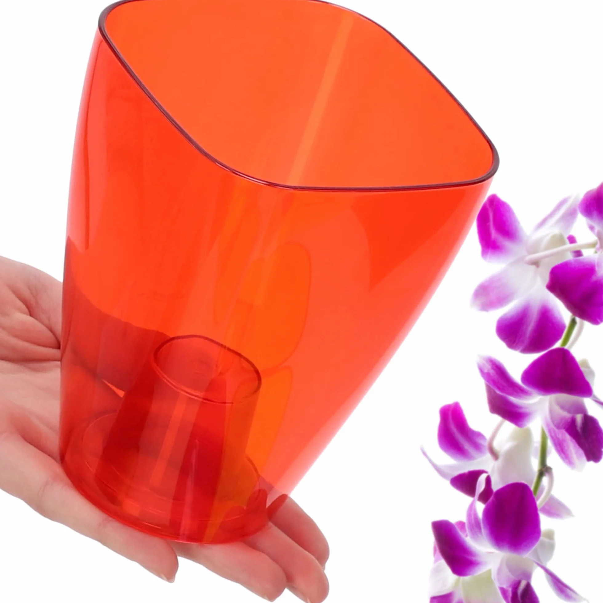 KADAX Plastikowa doniczka na kwiaty, owalna, ⌀ 12 cm, czerwona