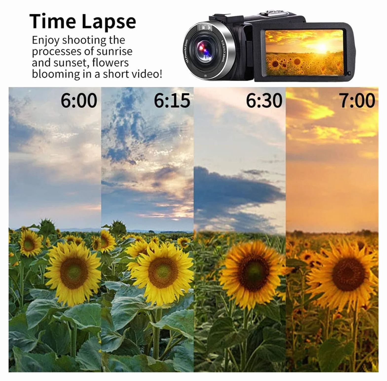 Kamera Wideo, Kamera kamery wideo 4K 5 6mp. WIFI Night Vision Beauty Light Touch Ekran Digital Vlogging Camera(16GB SD Card,K1 Gray)