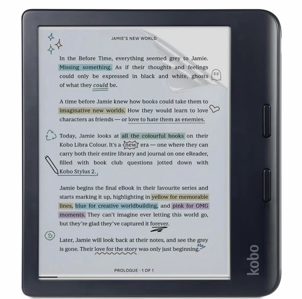 Antyrefleksyjna folia ochronna do Kobo Libra Colour/Kobo Libra 2 eReader 7" / Kolorowa osłona ekranu Libra 2 (3 sztuki)
