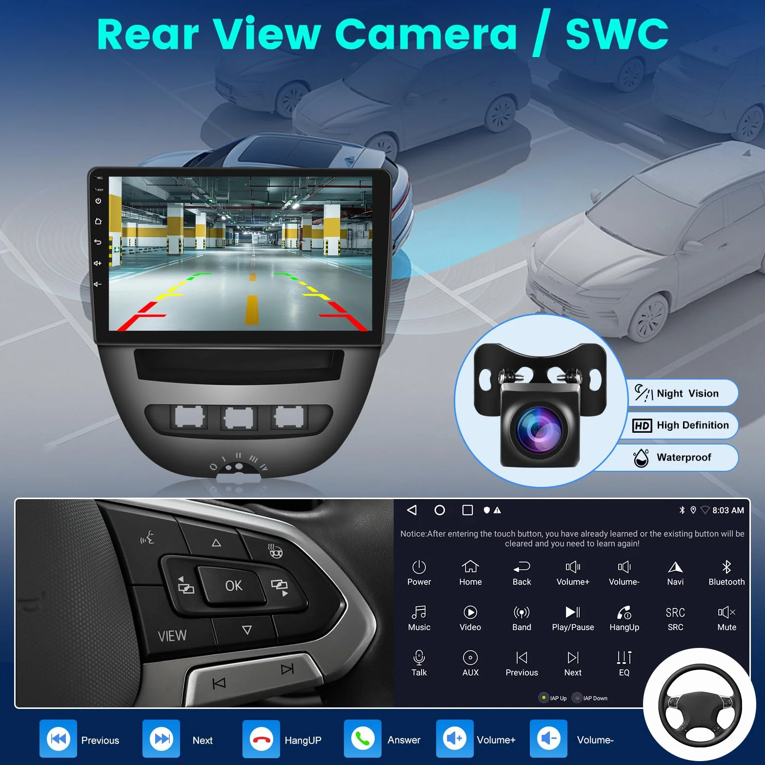 Radio samochodowe 2G+64G Android 13 do Toyota Aygo/Peugeot 107/Citroen C1 2004-2014, 10,1-calowy ekran dotykowy stereo, bezprzewodowe Carplay i Android Auto/GPS/WiFi/Bluetooth/EQ/FM RDS Radio