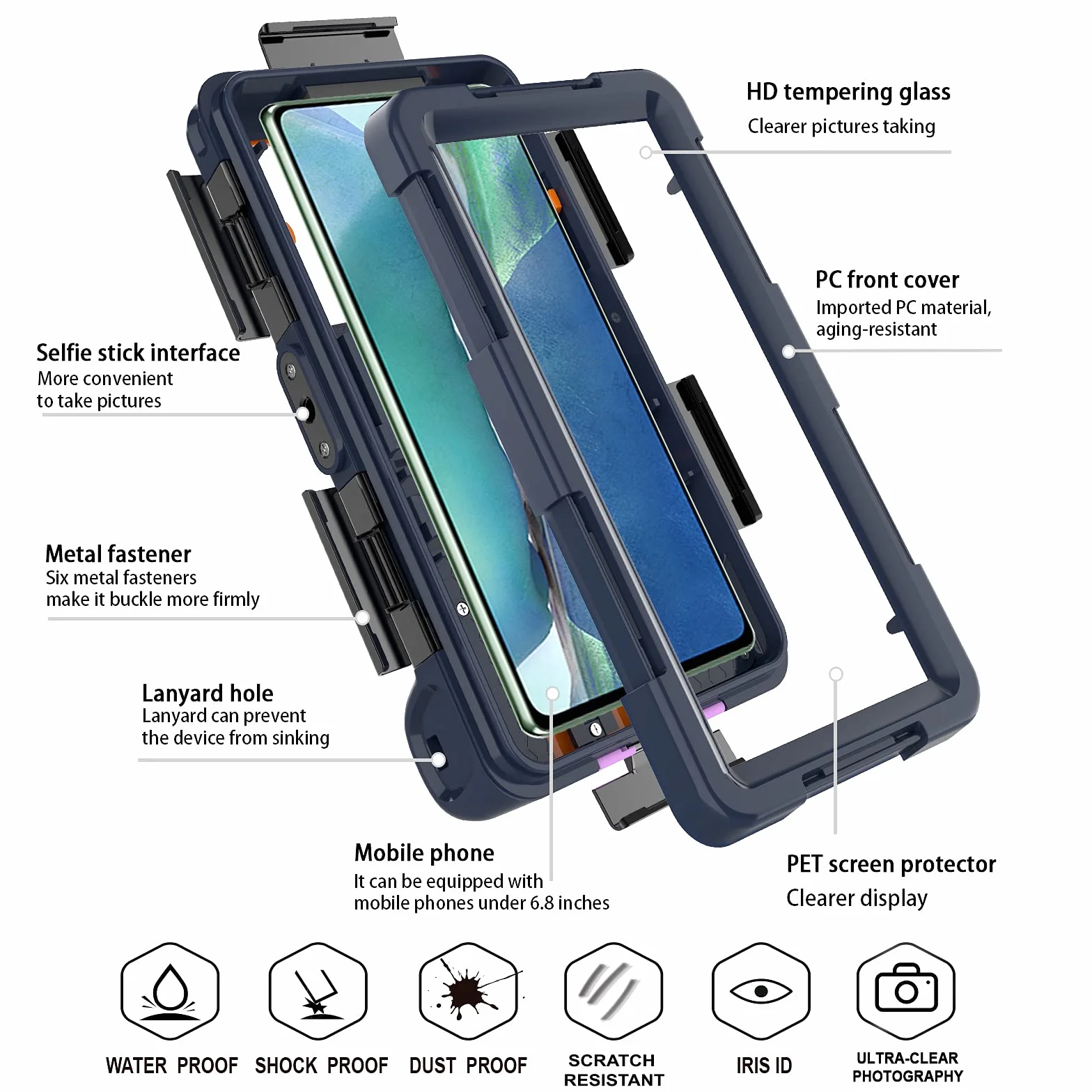 Profesjonalne nurkowanie ulepszone wodoodporne etui ochronne, pływanie na zewnątrz nurkowanie surfowanie podwodne zdjęcie wideo obudowa dla iPhone Galaxy Huawei OnePlus LG Motorola Google Series