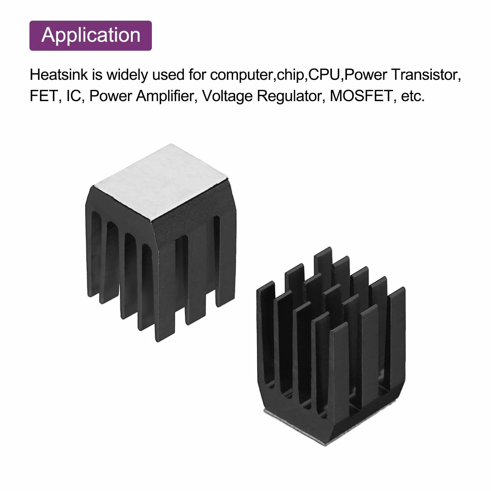 QUARKZMAN 22 szt. 9 x 9 x 12 mm radiator aluminiowy radiator chłodzenie ze stałą naklejką na chip CPU, tranzystor mocy FET IC, czarny