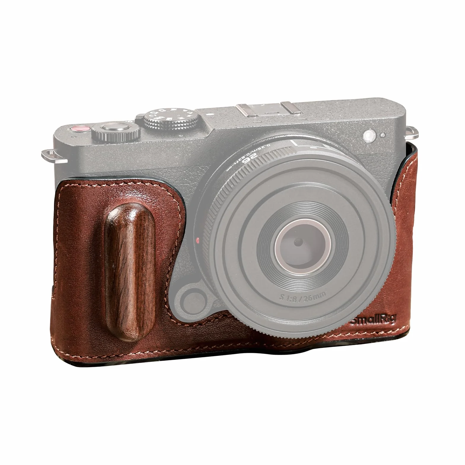 SMALLRIG Half Leather Case kit, Skórzane etui na Aparat w Stylu Vintage, Półskórzane etui, Ramka ze Stopu Aluminium, z Drewnianym Uchwytem dla Panasonic LUMIX S9-4703