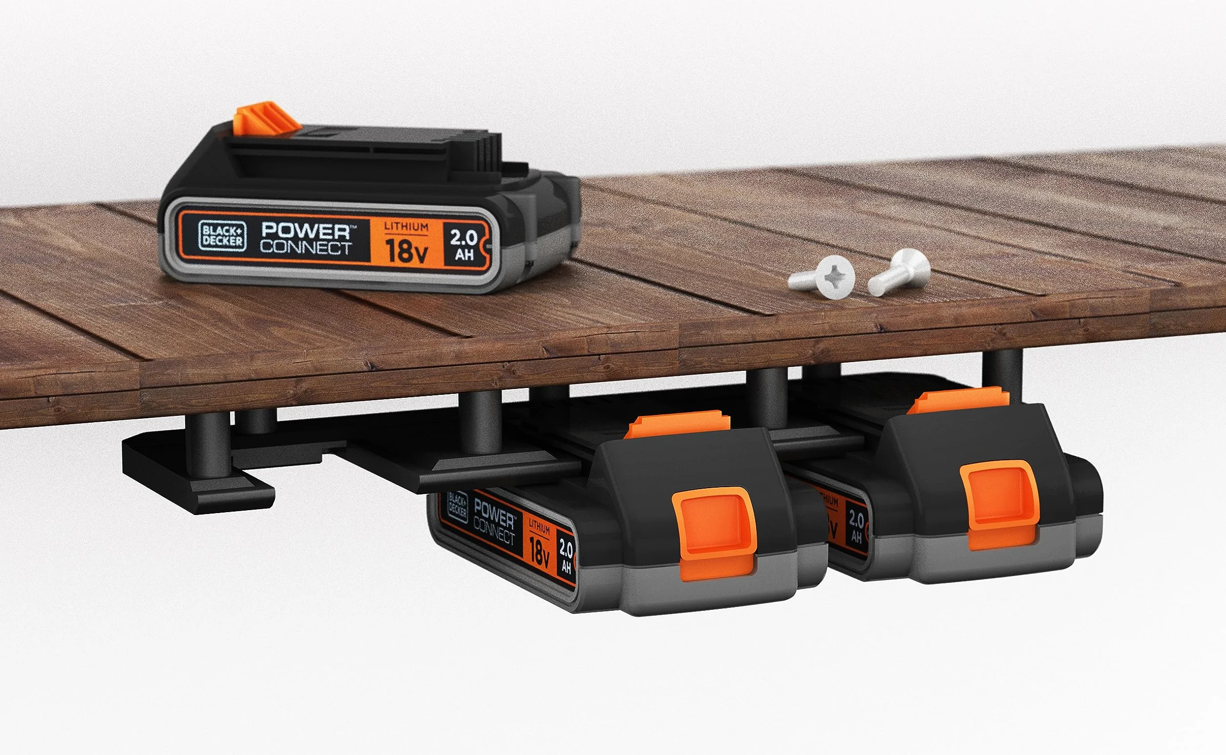 NewGround Designs Uchwyt ścienny do akumulatora nadaje się do akumulatorów Black+Decker 18 V – uchwyt na baterie, uchwyt ścienny (3 akumulatory) w zestawie śruby i kołki [Made in Germany]