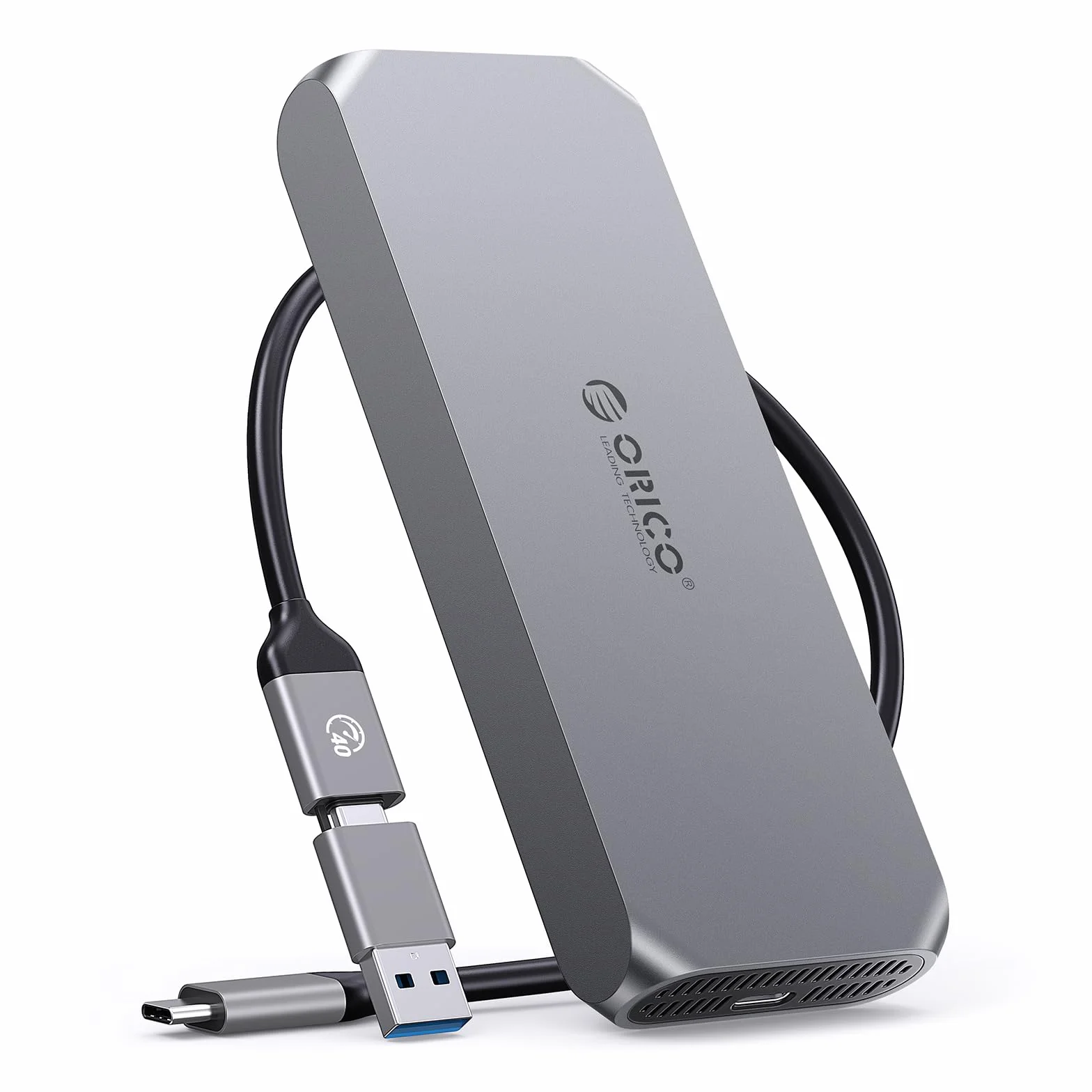 ORICO 40Gbps M2 SSD Obudowa kompatybilna z USB4 Thunderbolt 4/3, do 3100 MB/s NM2 NVMe Adapter do SSD 2230 2242 2260 2280 (M Key) Obudowa aluminiowa COM2