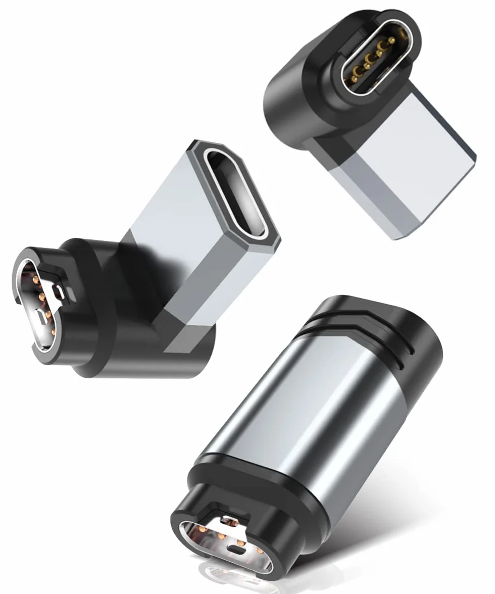 Itramax Adapter Ładowarka USB-C 3Pack,9 stopni Typ C Kabel Konwerter Kompatybilny z Gar/min Fenix 7/7S/7X/6/6S/6X/5/5X,Forerunner 245/745/945/265,Instinct 2/2S,Vivoactive 4/4S/3,Venu X1/2/2S/Sq,Epix 2