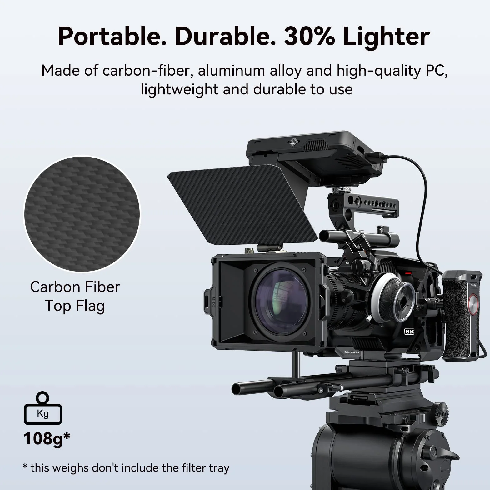 SMALLRIG Mini Matte Box Lite z Flagą Górną do Lustrzanek Cyfrowych i Aparatów Bezlusterkowych, Kompatybilny z Obiektywami 67mm/72mm/77mm/82mm/95mm, Dostarczany z Tacą na Filtry - 3575