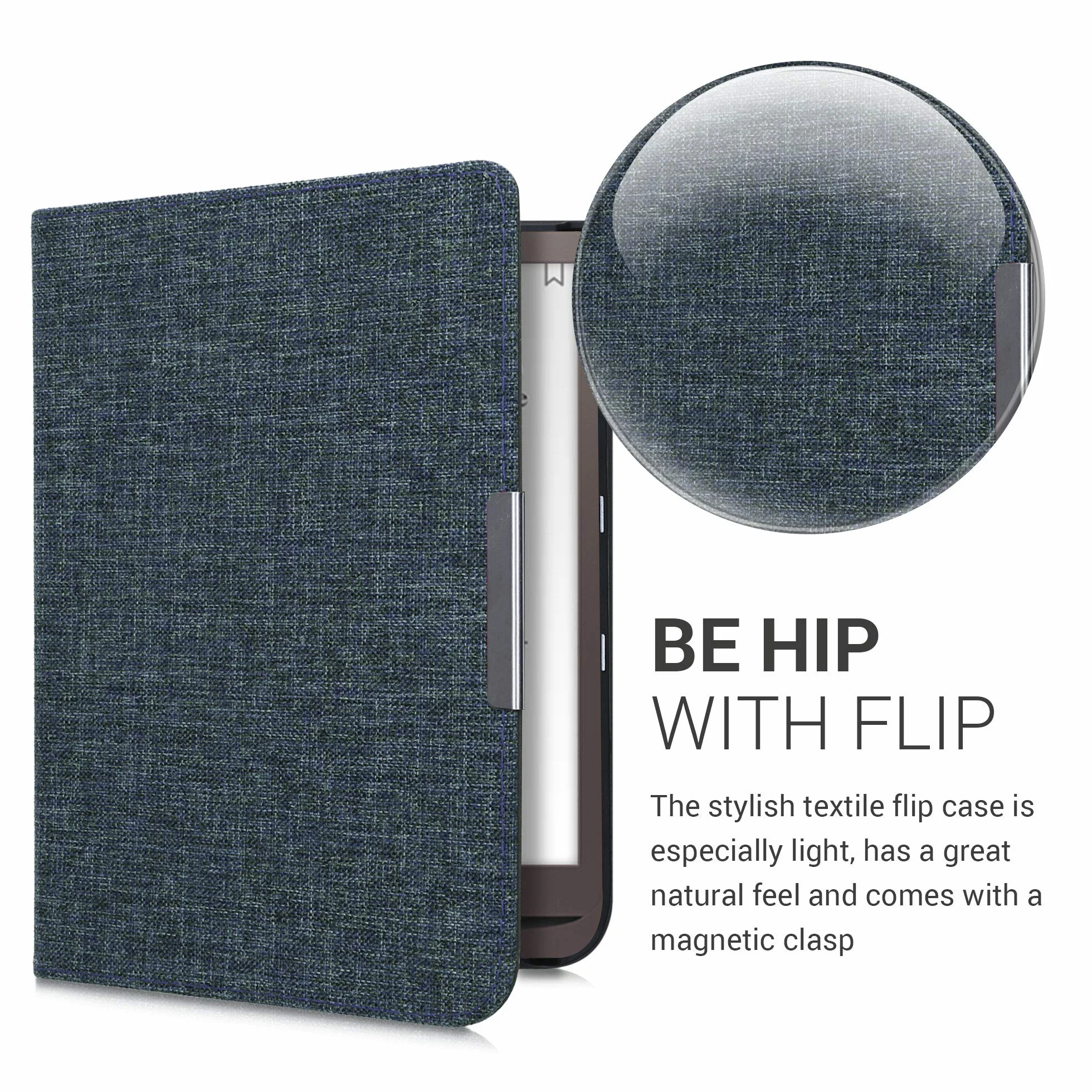 kwmobile, etui kompatybilne z Pocketbook InkPad 3/3 Pro/Color/Vivlio InkPad 3 - etui z tkaniny na eReader - niebieskie