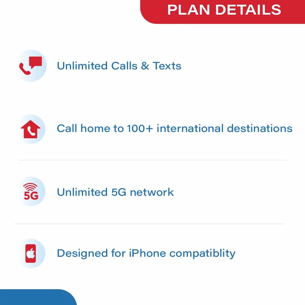 USA eSIM dla turystów – nieograniczona transmisja danych 5G + nieograniczone połączenia i SMS-y | wysoki zasięg w odległych obszarach | plan 30-dniowy | numer amerykański i hotspot 10 GB |