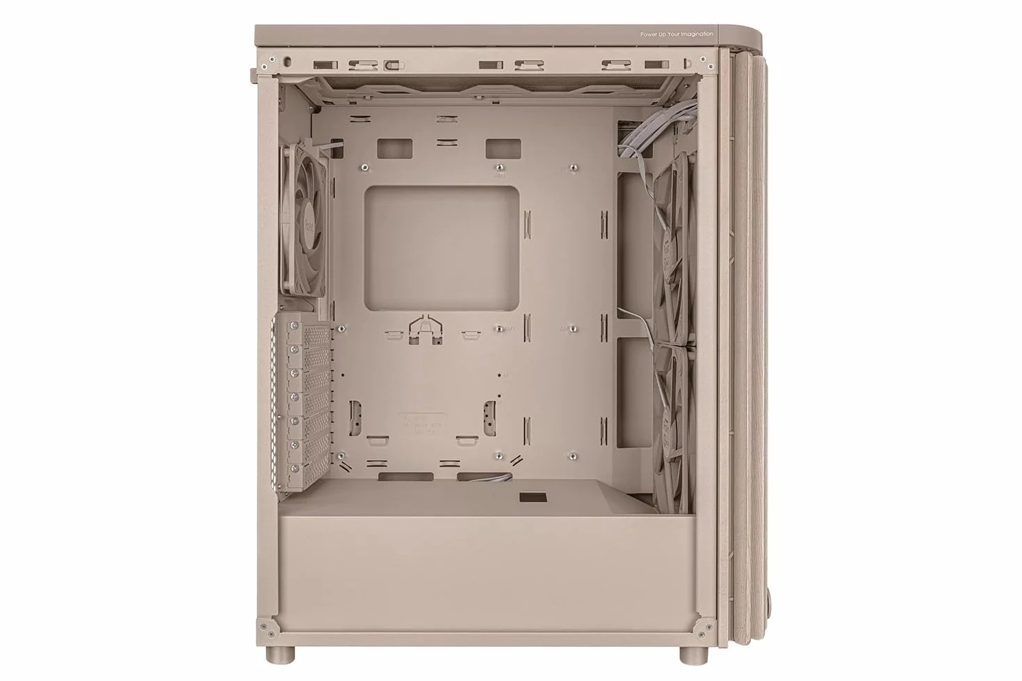 ASUS ProArt PA401 Wood Edition - Obudowa ATX z panelem siatkowym, kompatybilna z procesorem graficznym 314 mm, kompatybilna z chłodnicami 240 mm, dwa wentylatory 160 mm, zdejmowany uchwyt zasilacza
