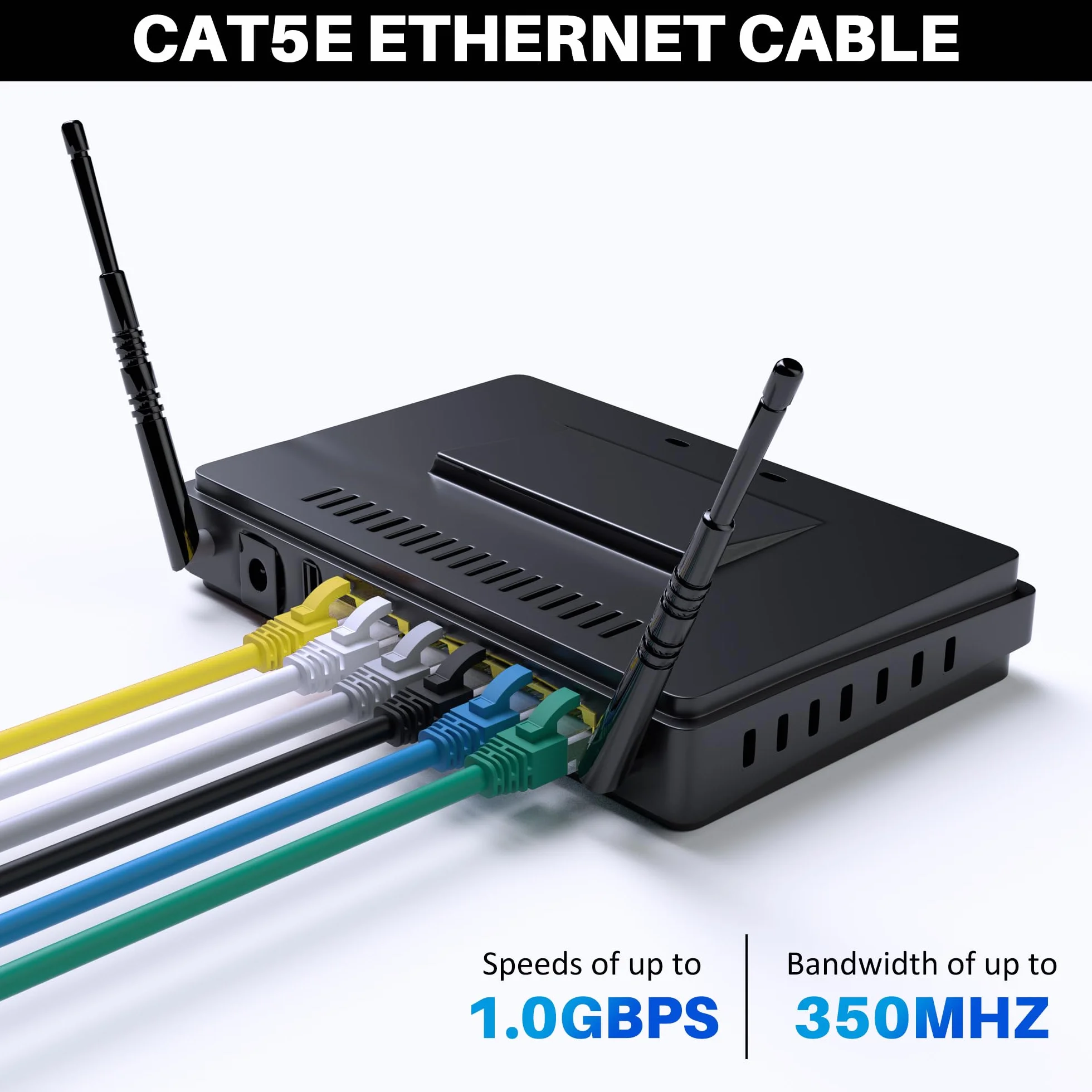 Kabel Ethernet Cat5e 250FT, długi kabel internetowy Cat 5e, żółty kabel krosowy, elastyczny, sieciowy, LAN, PoE, standardowe złącze RJ45 do komputera, serwera, routera, modemu, telewizora, PS5 - z 15