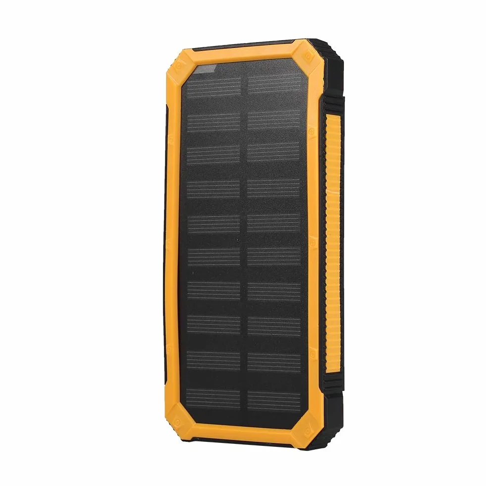Solar Charger Power Bank, 20000mAh Szybkie ładowanie Dual USB Solar Mobile Power Bank Case DIY Kit dla Podróży Kemping Aktywności na świeżym Powietrzu Gear Zestaw Awaryjny(Żółty)