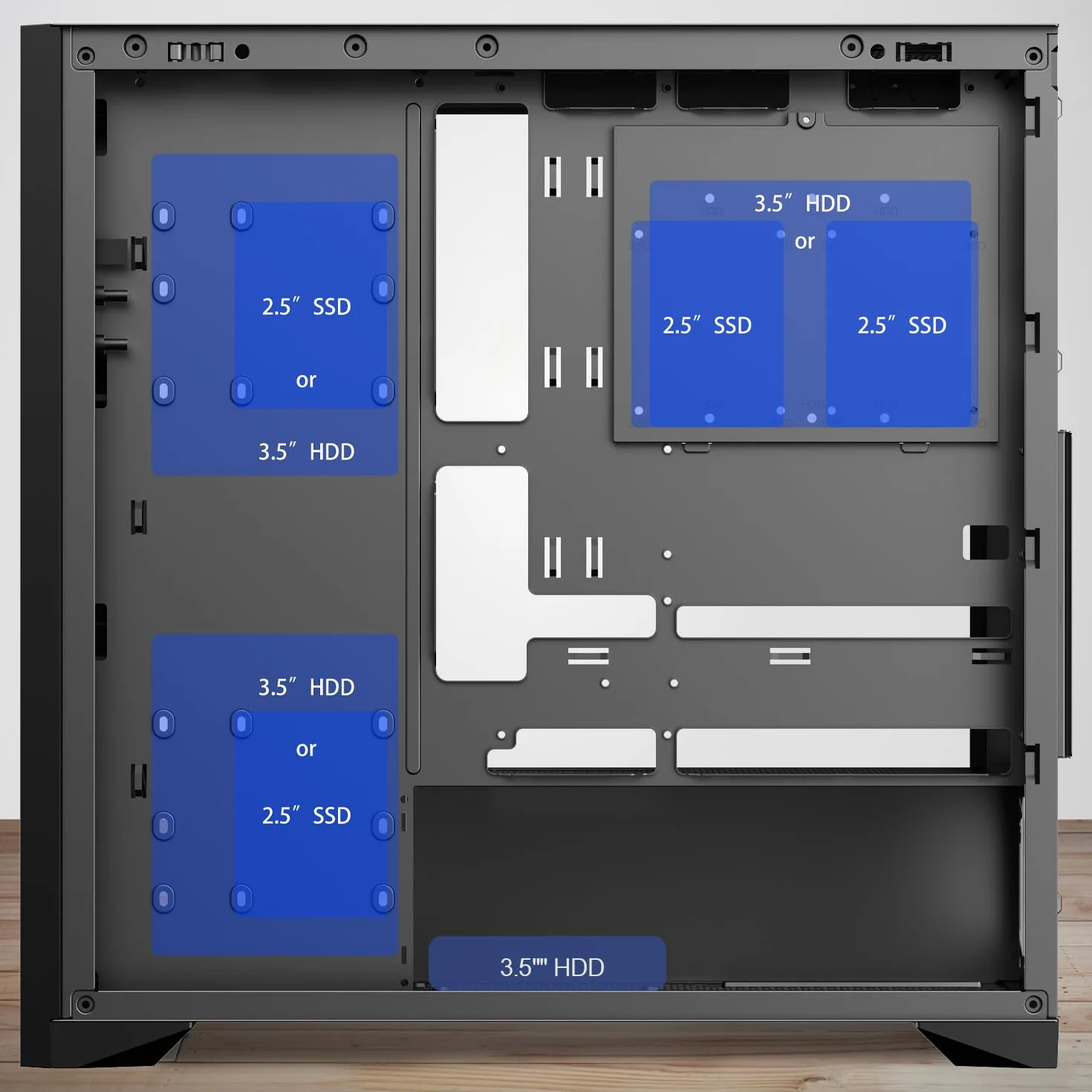 NEWWAY - 2024 Nowość - Obudowa komputera NW1 drewniana przednia - Medium Tour Kompatybilny z ATX/Micro-ATX/ITX - Typ C USB - Wentylatory w zestawie 3x140MM - Panel boczny Szkło hartowane