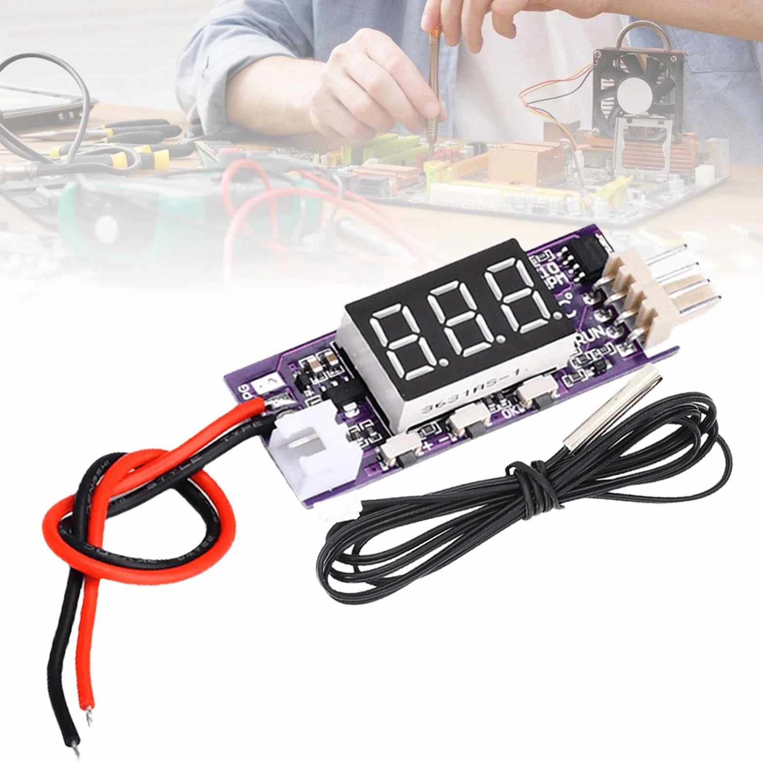 PWM Fan Speed Control Module, DC 12V 3A 4-przewodowy regulator wentylatora z dwiema sondami, moduł kontroli prędkości wentylatora, kontroler PWM, automatyczny czujnik NTC do wentylatora 3000