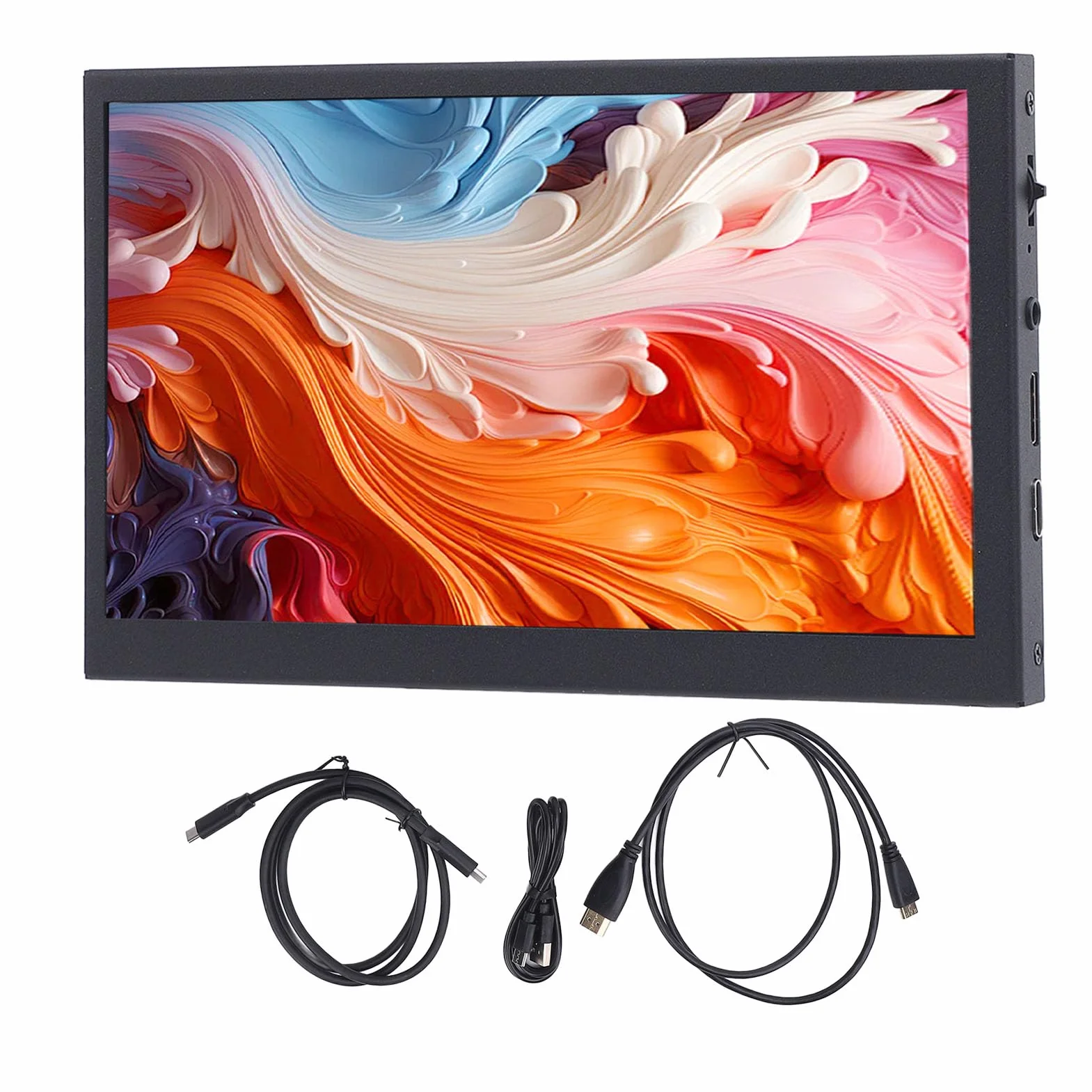 Lazmin112 Przenośny Ekran 7 Cali, Wyświetlacz IPS LCD 1024x600 HD, Kąt Widzenia 170°, Ekran Dotykowy z Podwójnymi Głośnikami, do Telewizora Komputerowego PC, Konsole do Gier dla Laptopów
