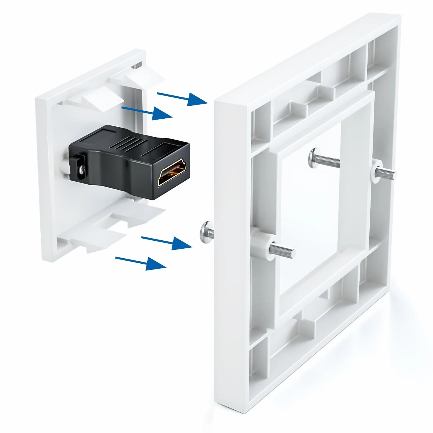 deleyCON HDMI Gniazdo Ścienne 2x Port Podtynkowy 4K 8K EARC Biały 80x80mm